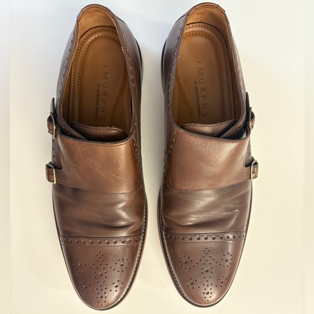 Johnston & Murphy brown leather double monk strap shoes / Men’s 11.5